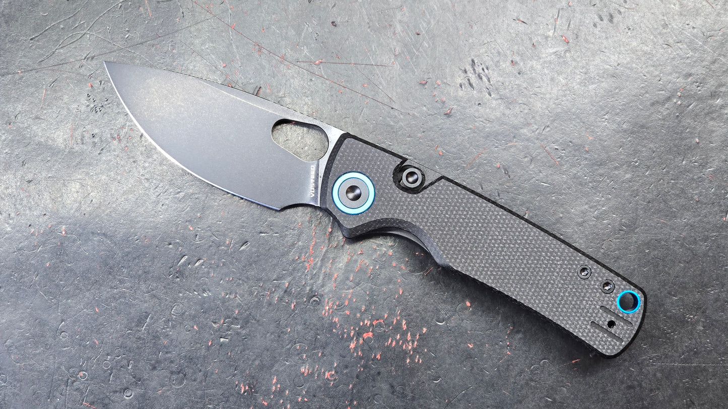 Vosteed Porcupine Button Liner Lock Black Micarta Handle 14C28N (New)