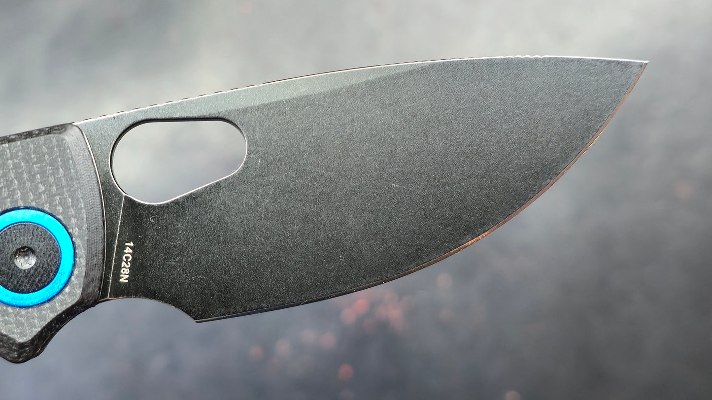 Vosteed Porcupine Button Liner Lock Black Micarta Handle 14C28N (New)