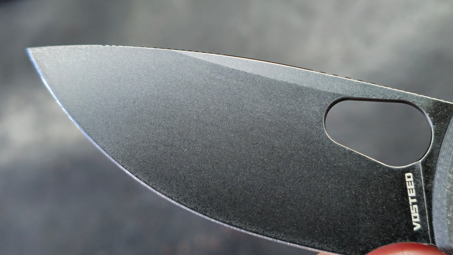 Vosteed Porcupine Button Liner Lock Black Micarta Handle 14C28N (New)