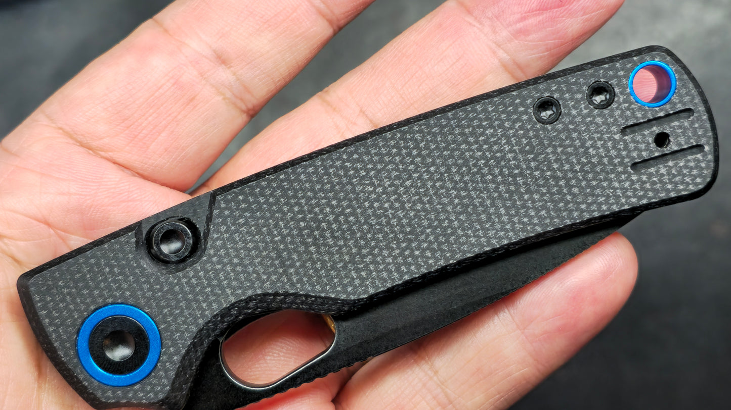 Vosteed Porcupine Button Liner Lock Black Micarta Handle 14C28N (New)