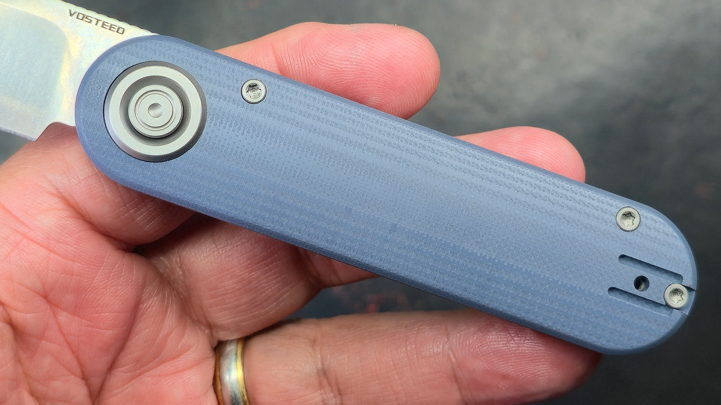 Vosteed Corgi V 295 Blue G10 Handle N690 Drop Point (New)