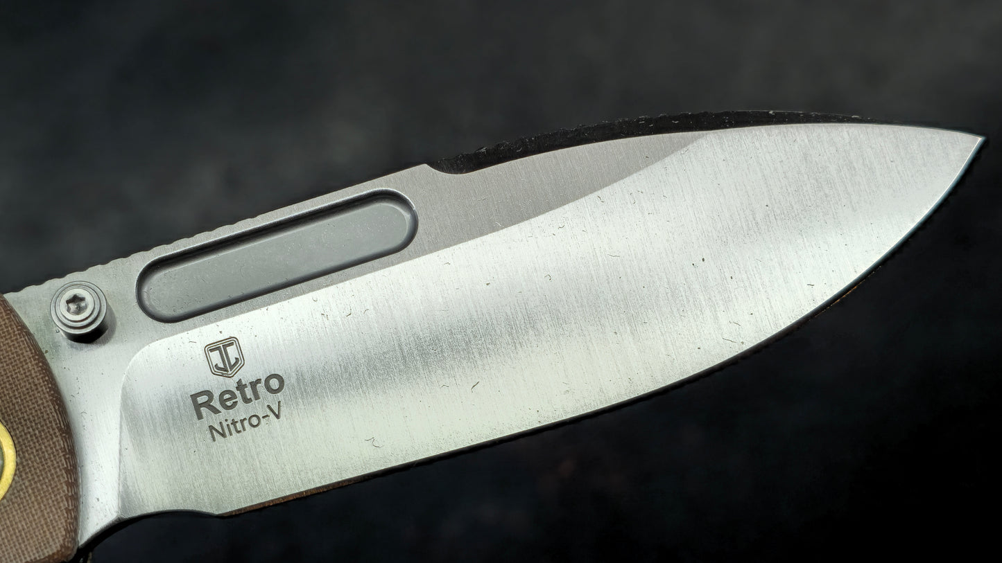 Kizer Retro Khaki Micarta/Brass Handle Nitro-V Drop Point (NEW)