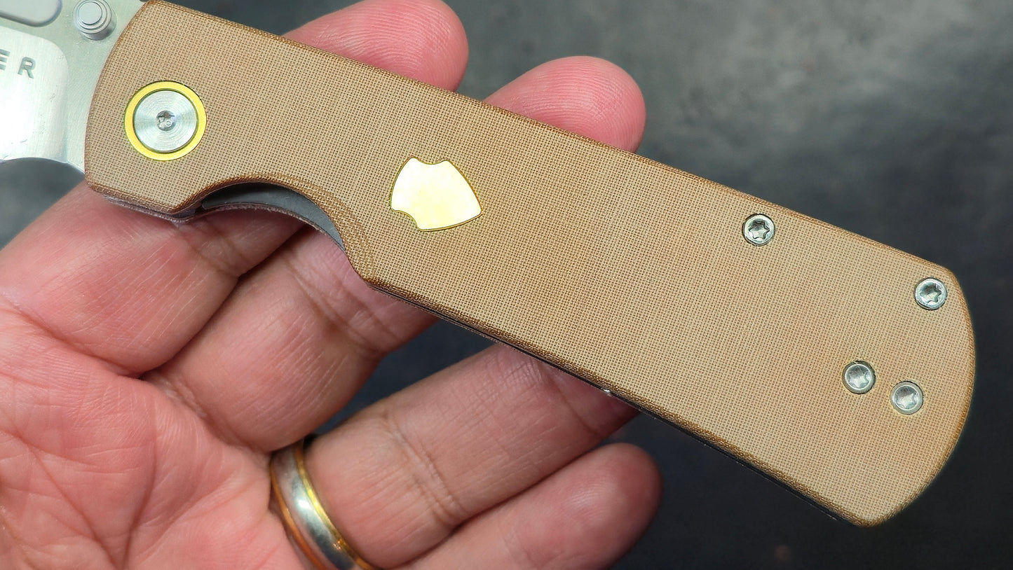 Kizer Retro Khaki Micarta/Brass Handle Nitro-V Drop Point (NEW)