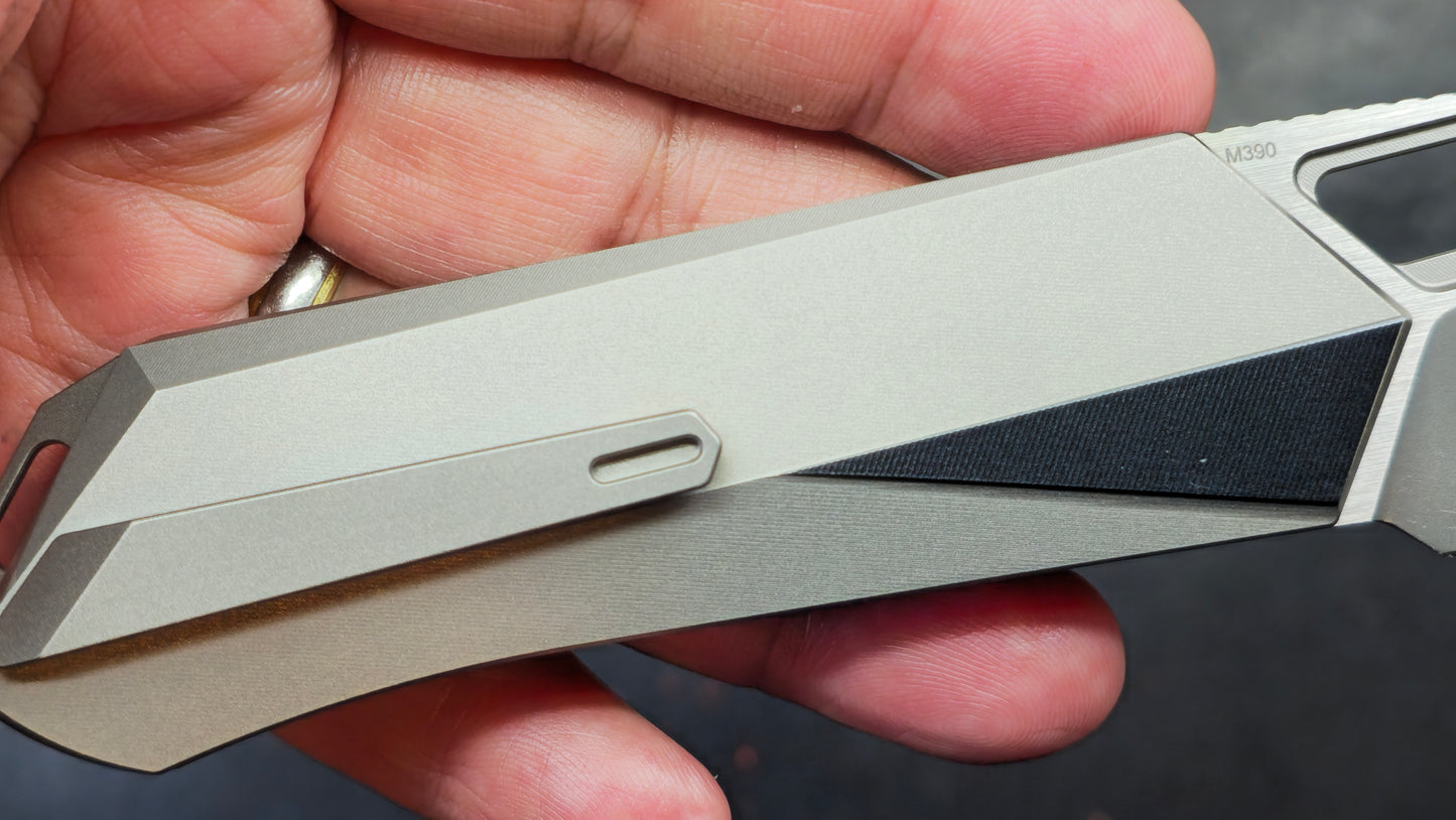 Remette Woodpecker Folding Knife Gray Titanium Handle M390 (NEW)
