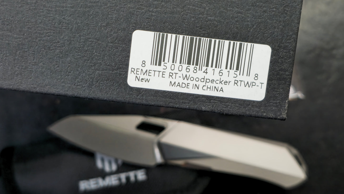 Remette Woodpecker Folding Knife Gray Titanium Handle M390 (NEW)