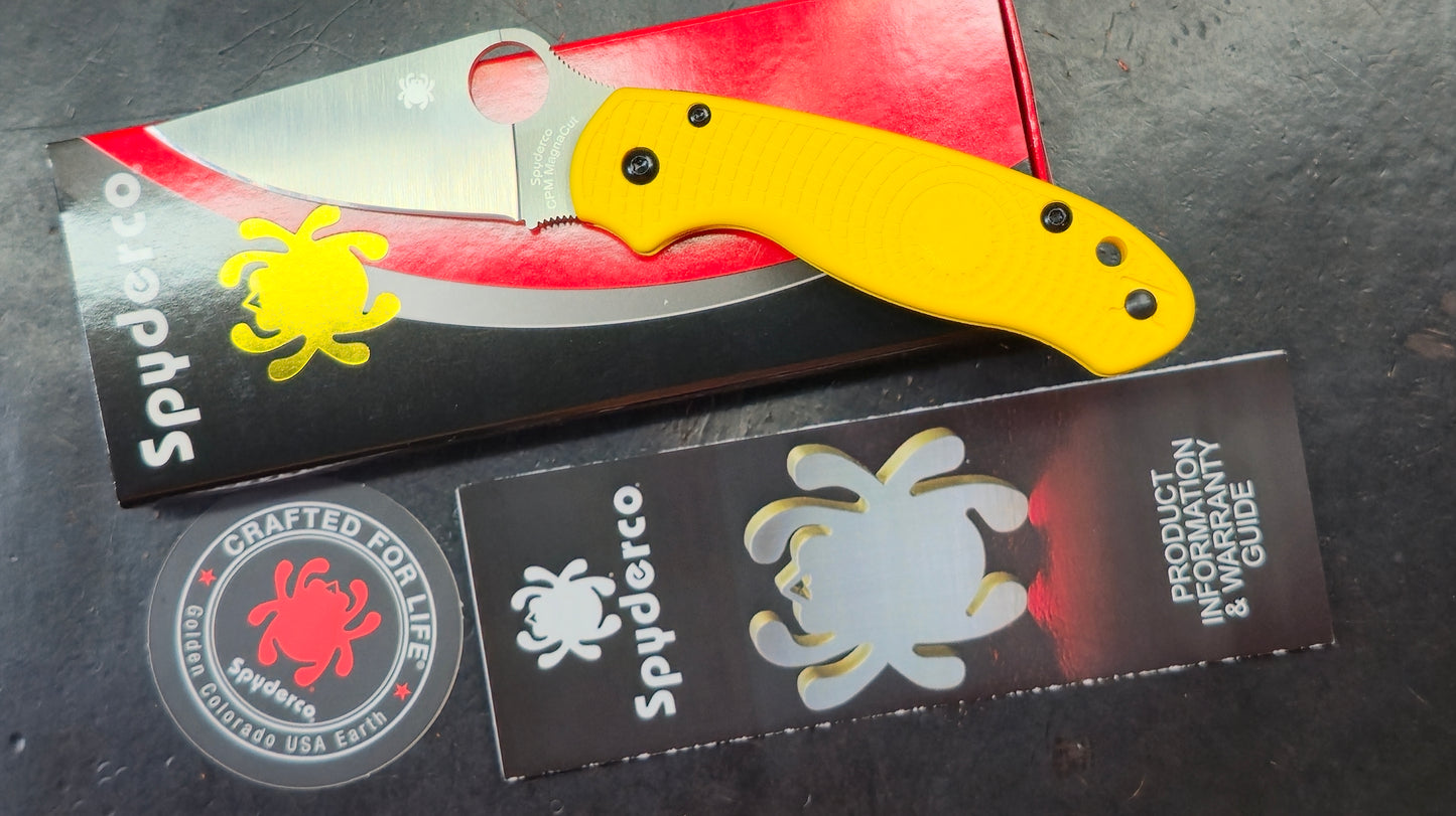 Spyderco Para 3 Salt Yellow FRN Handle Magnacut (NEW)