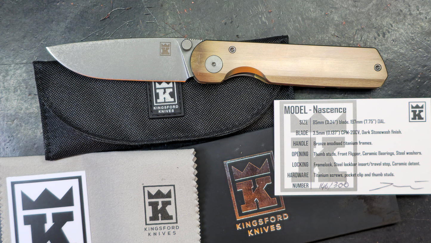 Kingsford (KIZER) Nascence Titanium CPM 20CV (USED)