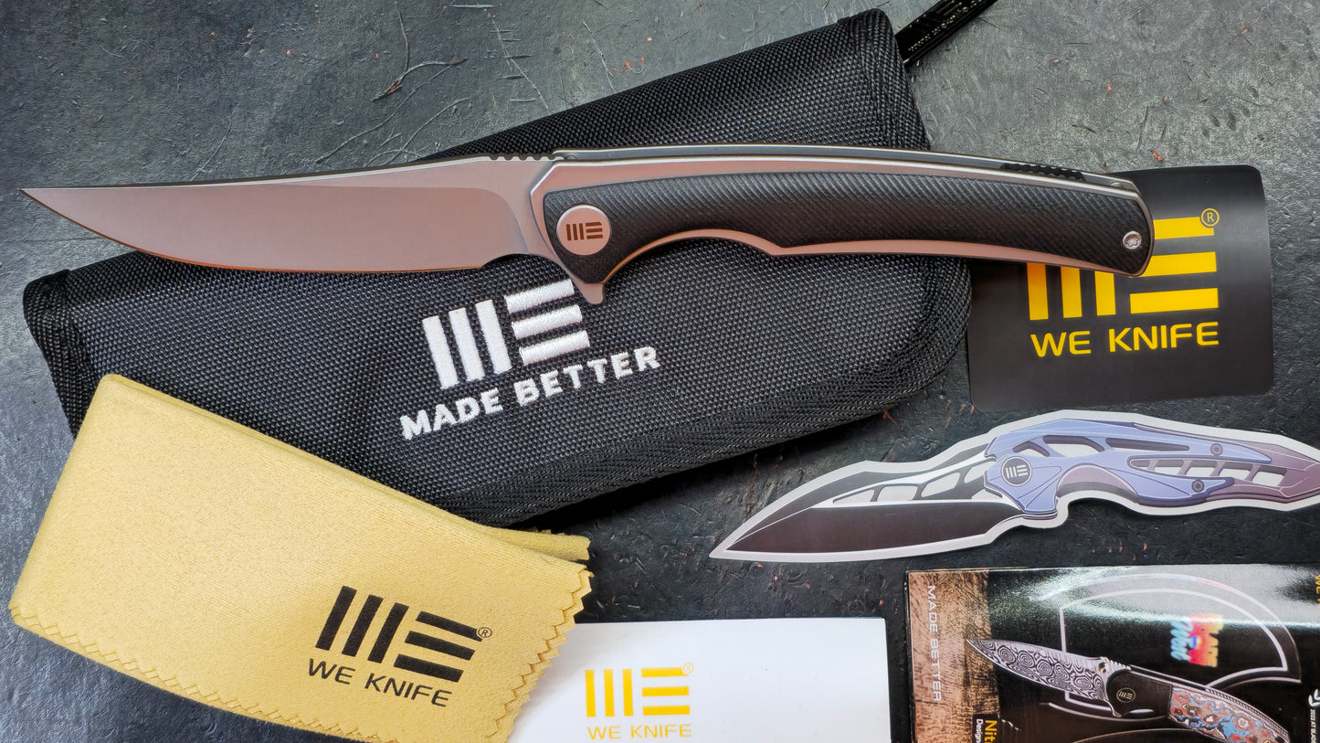 We Knife 704X Black G10 Steel Liners 3.6” D2 (NEW)