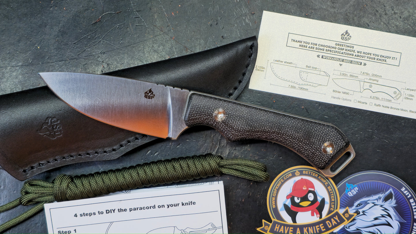 QSP WORKAHOLIC MICARTA / PARA CORD Bohler N690 (NEW)