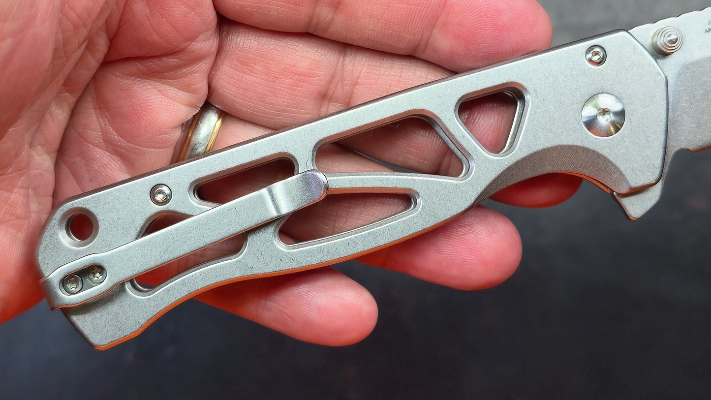 CJRB Chord Button Lock Folding Knife Stainless Skeletonized Handle AR-RPM9 (NEW)
