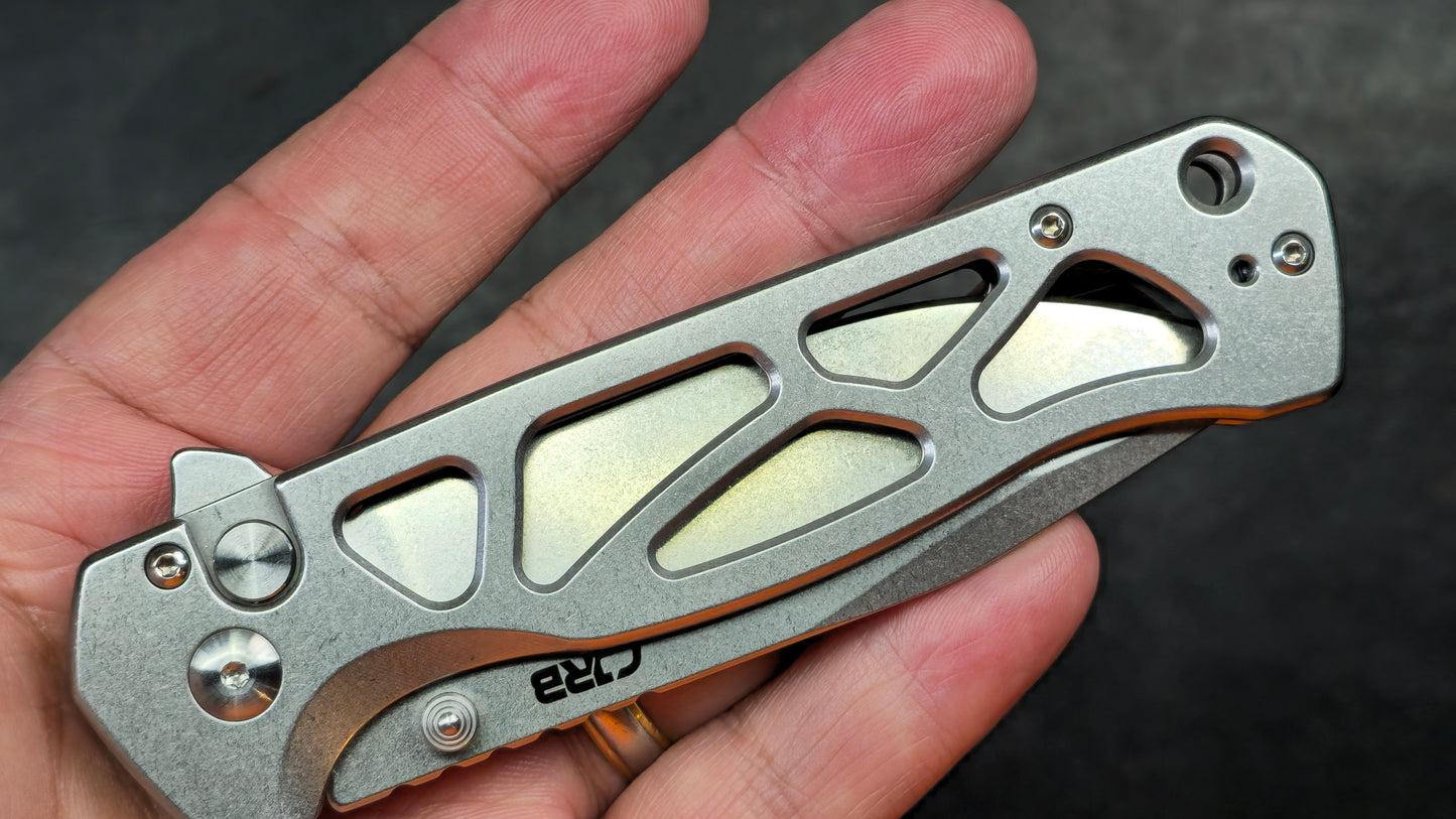 CJRB Chord Button Lock Folding Knife Stainless Skeletonized Handle AR-RPM9 (NEW)