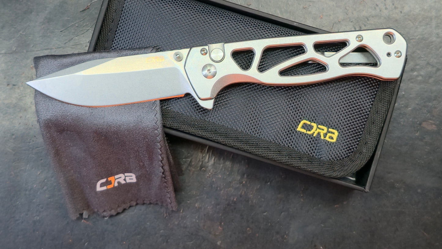 CJRB Chord Button Lock Folding Knife Stainless Skeletonized Handle AR-RPM9 (NEW)