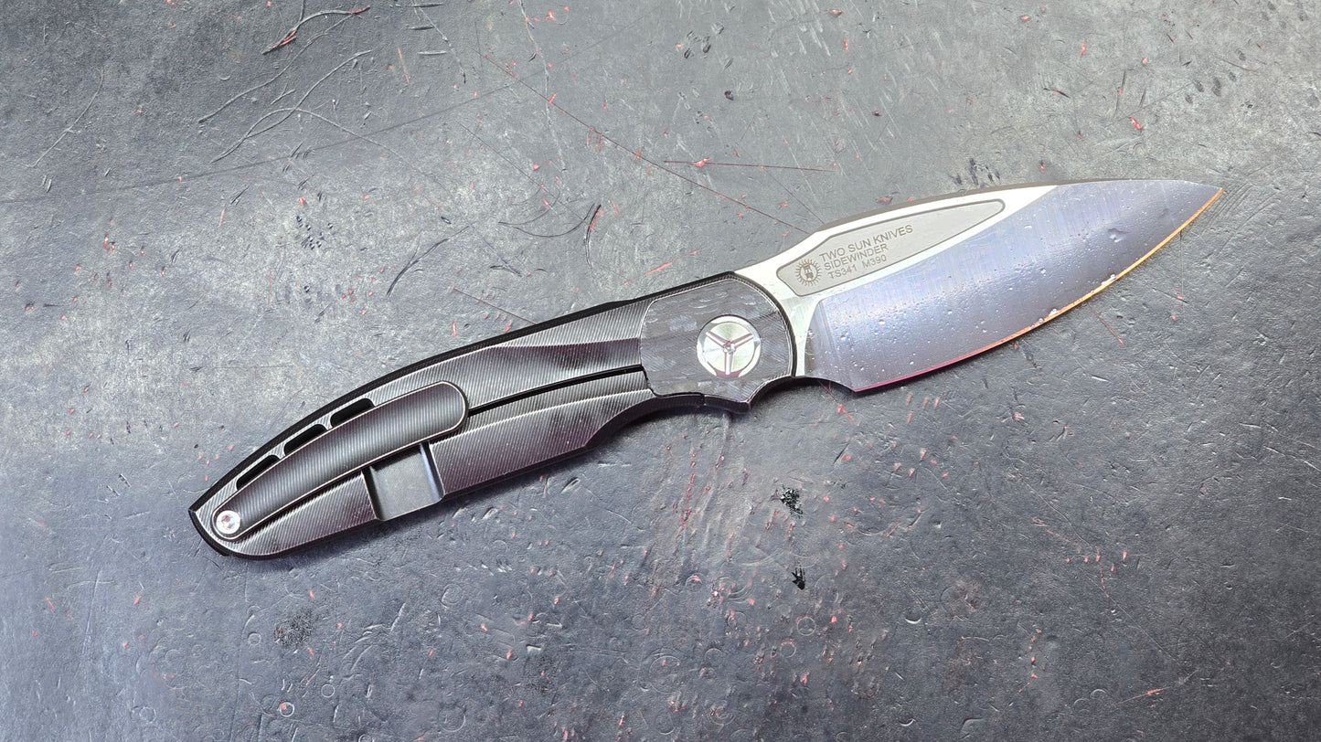 TwoSun TS341 Sidewinder Front Flipper Titanium & CF Handle M390 (NEW)