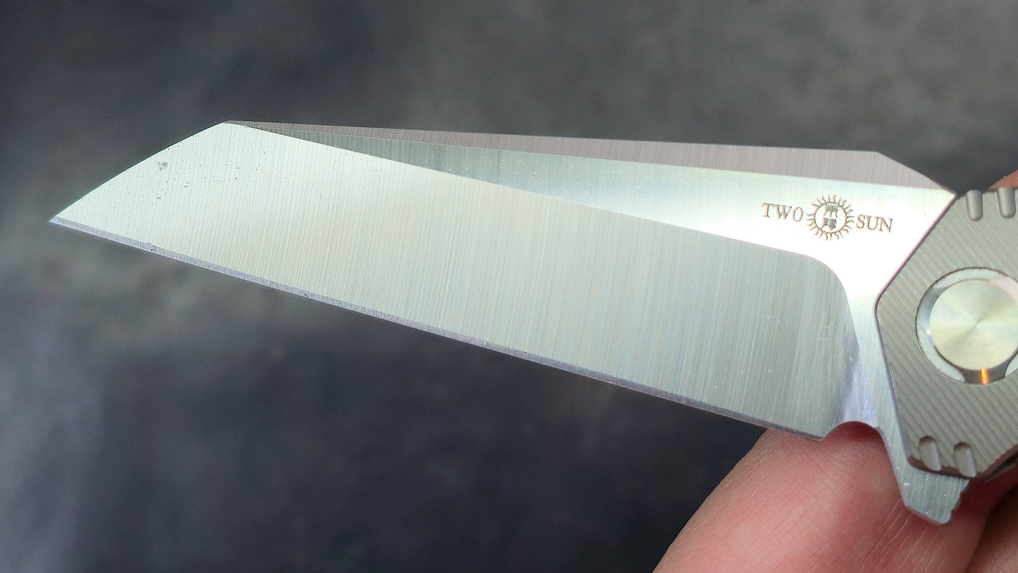 TwoSun TS298 Titanium Handle M390 Plain Edge (NEW)