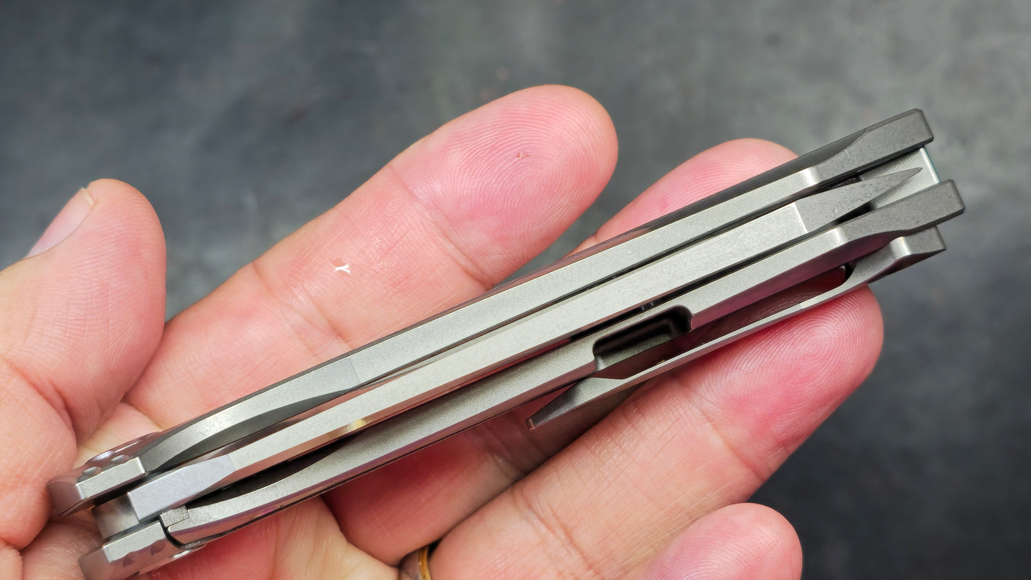 TwoSun TS298 Titanium Handle M390 Plain Edge (NEW)