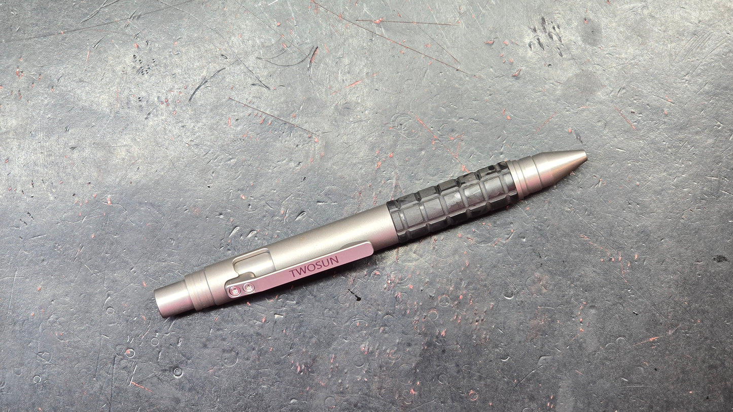TwoSun PEN57 Push Button Carbon Fiber Titanium Body Black Ink (NEW)