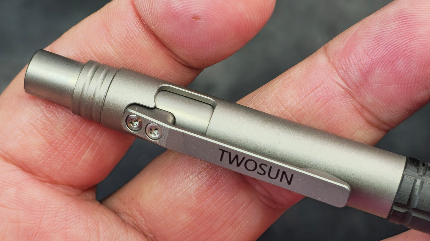 TwoSun PEN57 Push Button Carbon Fiber Titanium Body Black Ink (NEW)