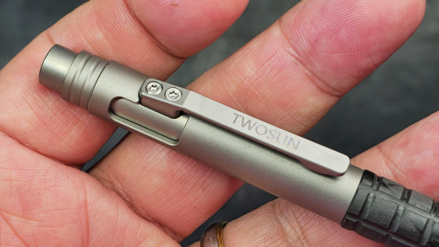 TwoSun PEN57 Push Button Carbon Fiber Titanium Body Black Ink (NEW)
