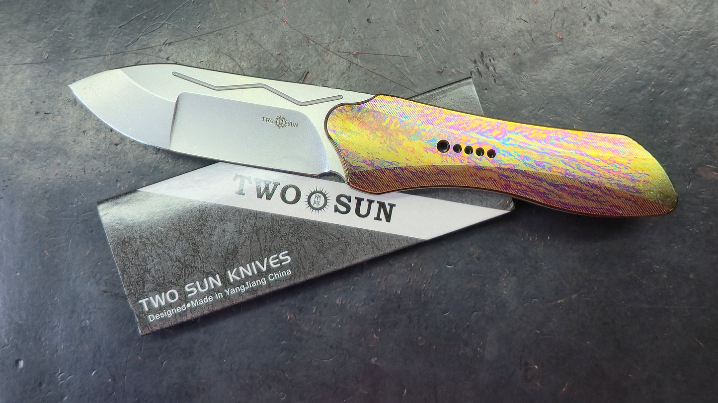 TWOSUN TS567 TC4 (COLOR) Titanium Handle 14C28N Blade (NEW)