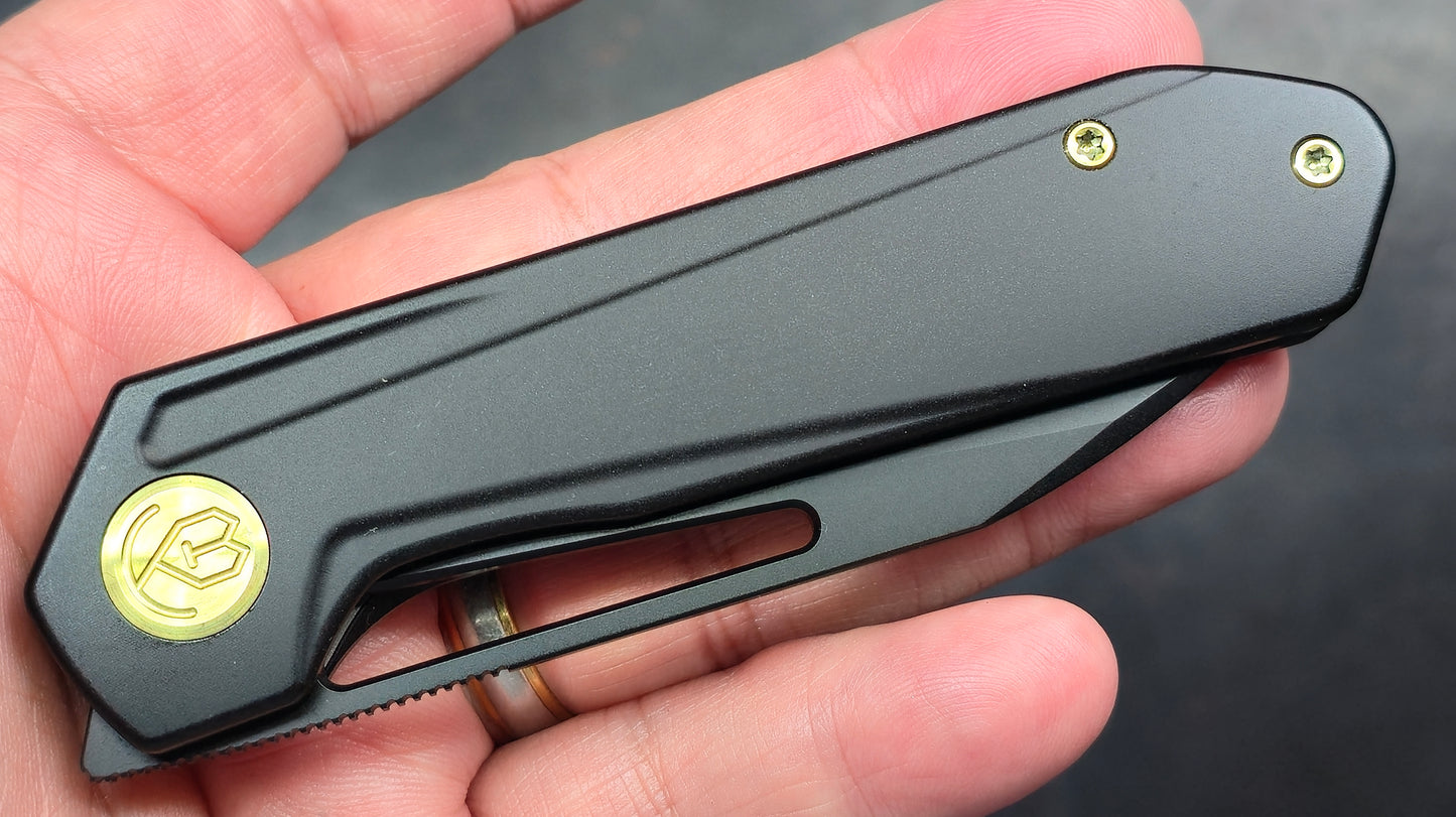Kubey Royal Frame Lock Black Titanium Handle M390 (NEW)