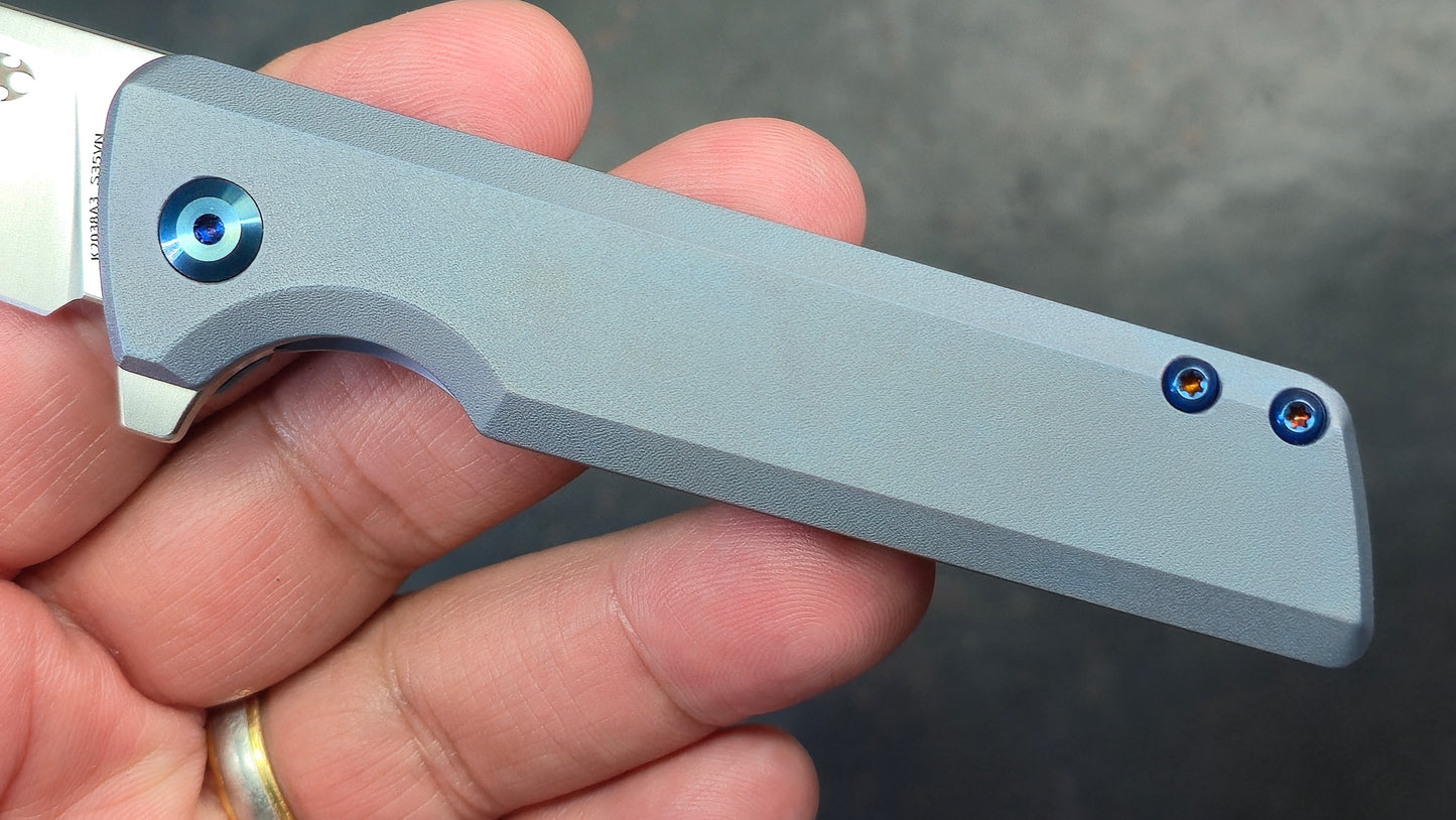 Kansept Anomaly Blue Orange Peel Titanium Handle S35VN (NEW - OPEN BOX) (Copy)