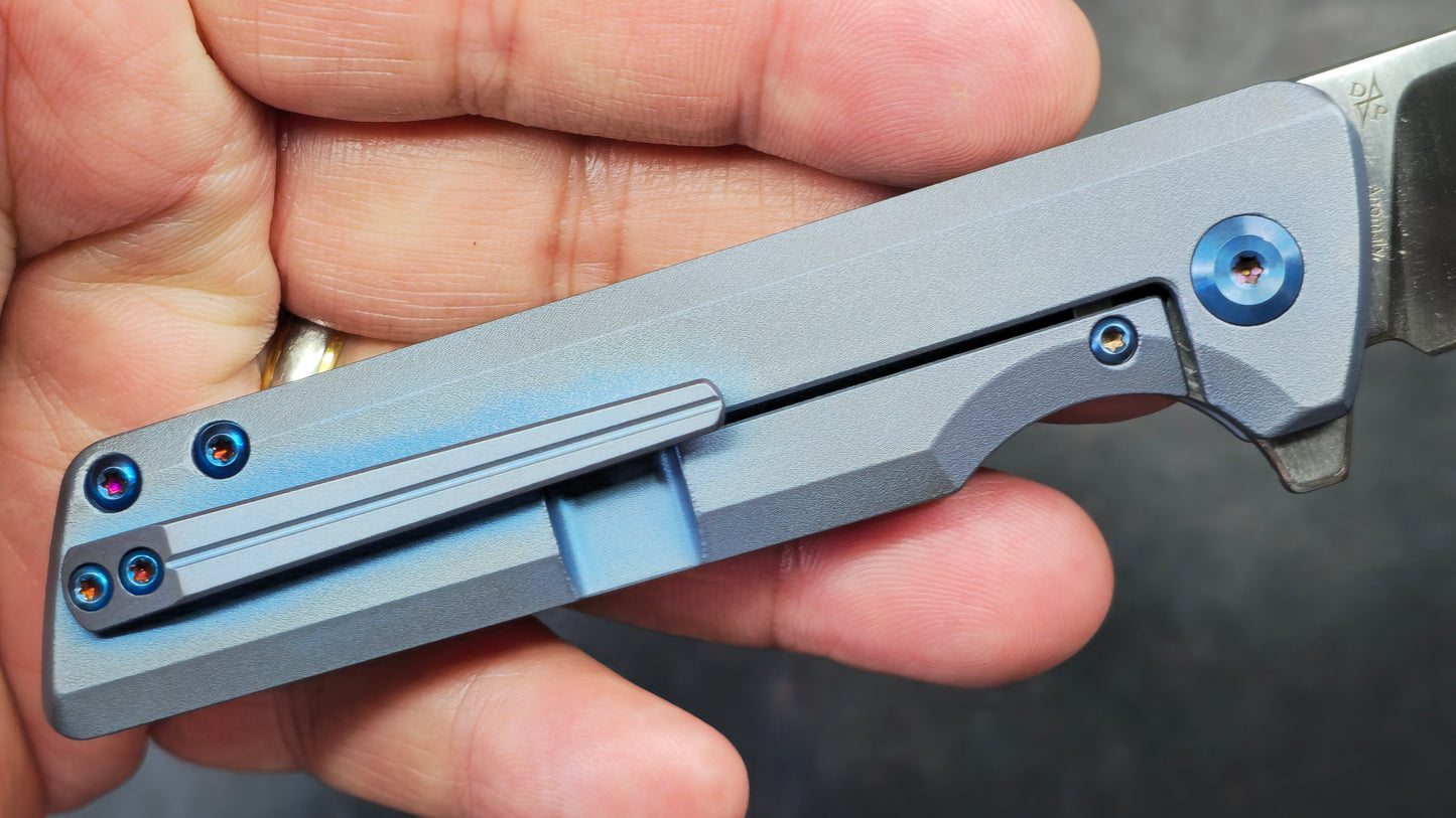 Kansept Anomaly Blue Orange Peel Titanium Handle S35VN (NEW - OPEN BOX) (Copy)
