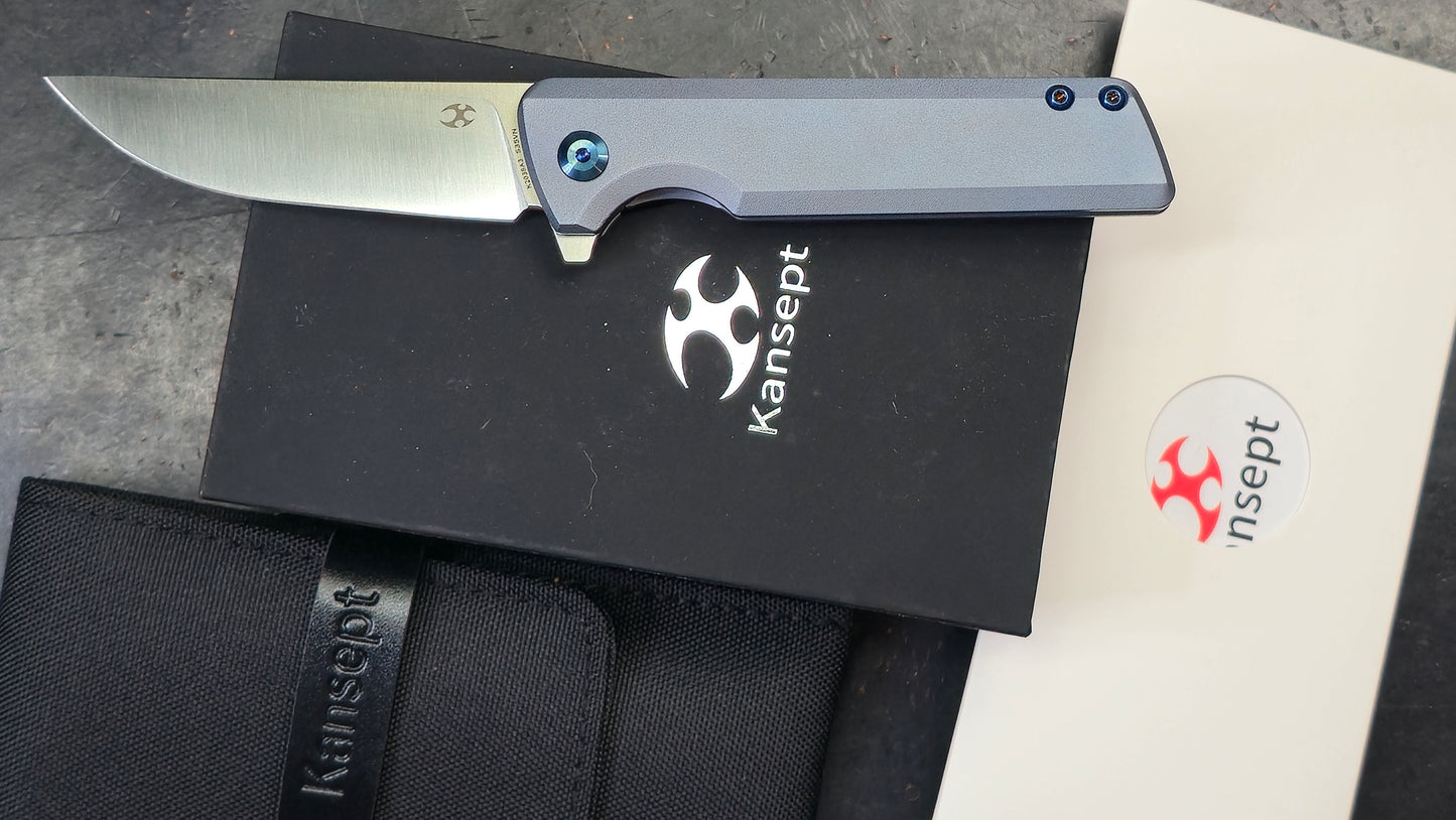 Kansept Anomaly Blue Orange Peel Titanium Handle S35VN (NEW - OPEN BOX) (Copy)