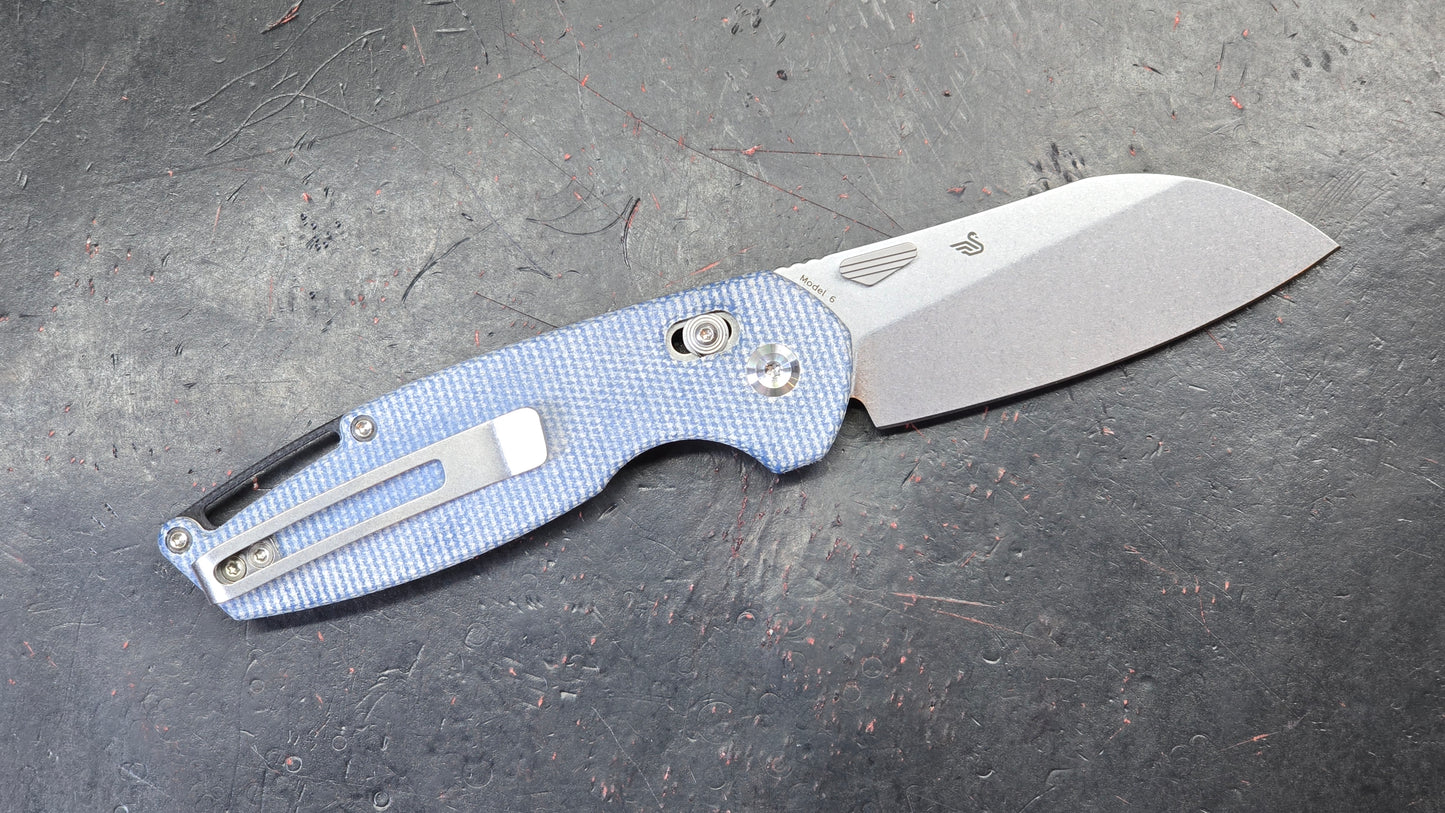 Tenable Model 6 Folding Knife Blue Micarta Handle 14C28N (NEW)
