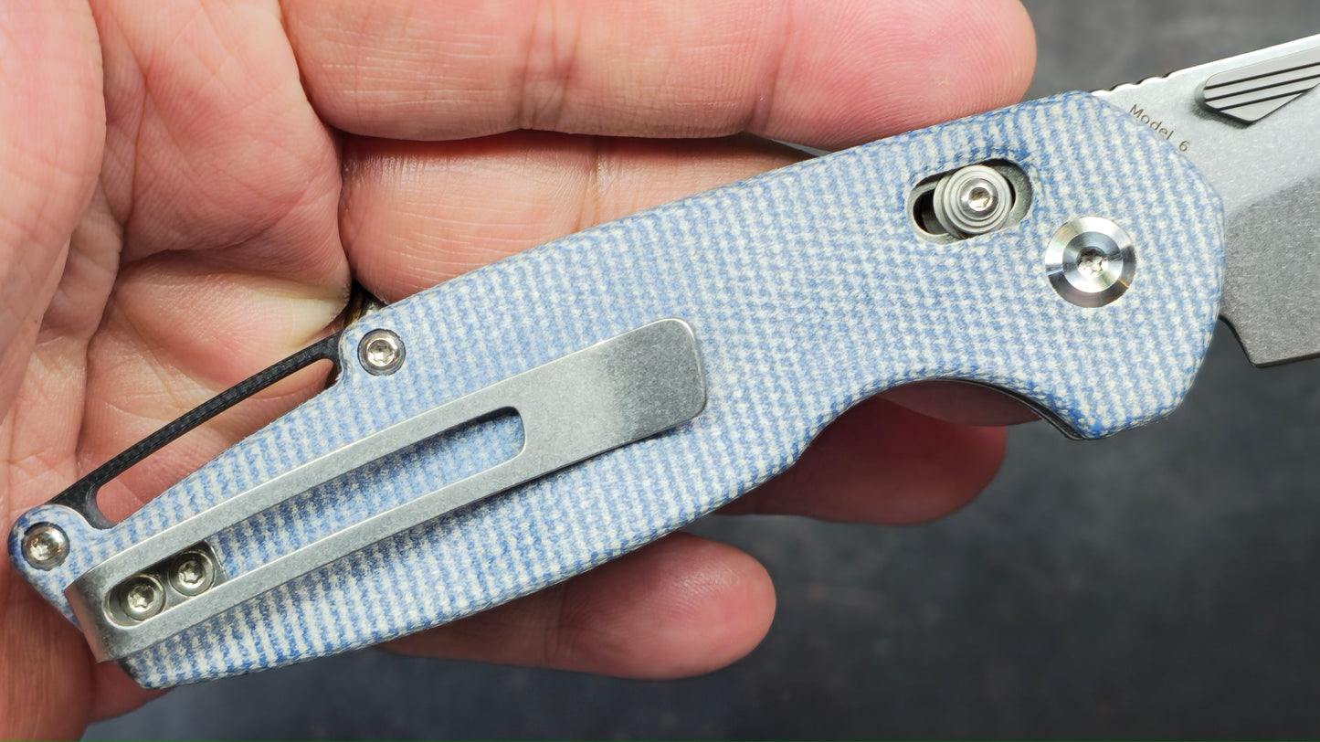 Tenable Model 6 Folding Knife Blue Micarta Handle 14C28N (NEW)