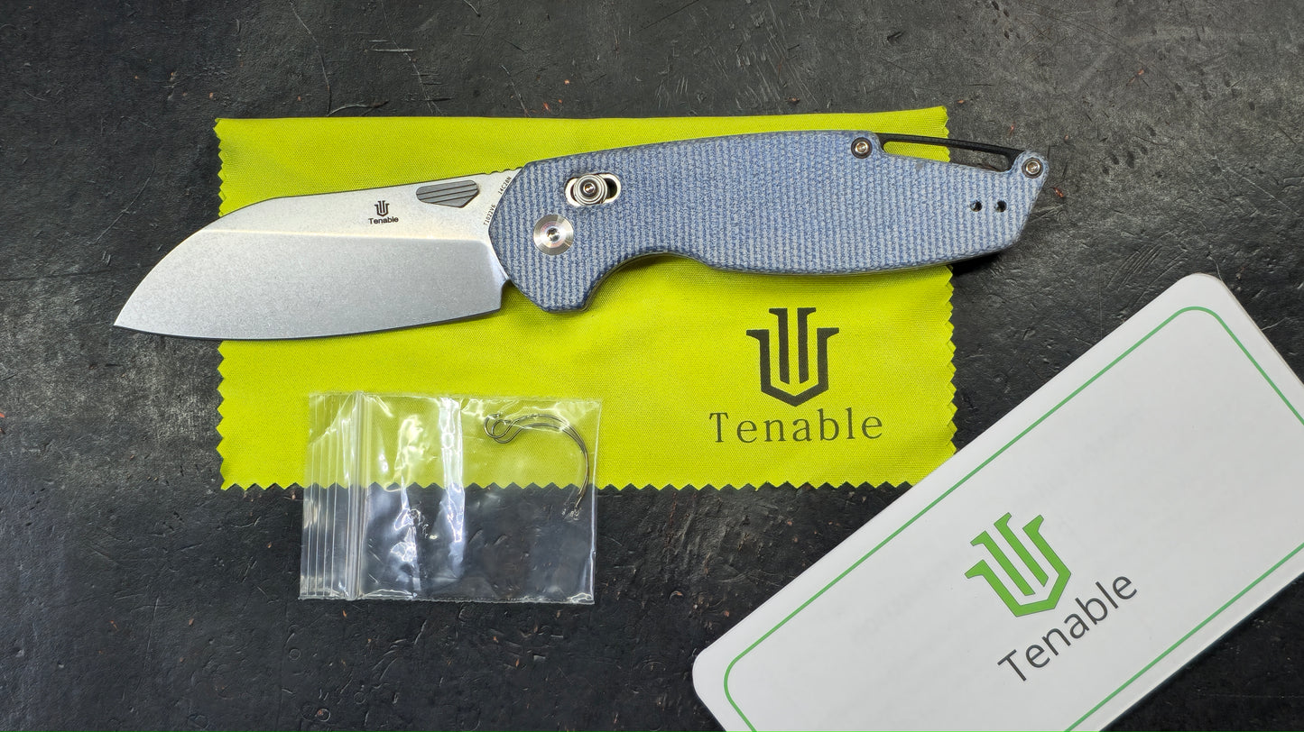 Tenable Model 6 Folding Knife Blue Micarta Handle 14C28N (NEW)