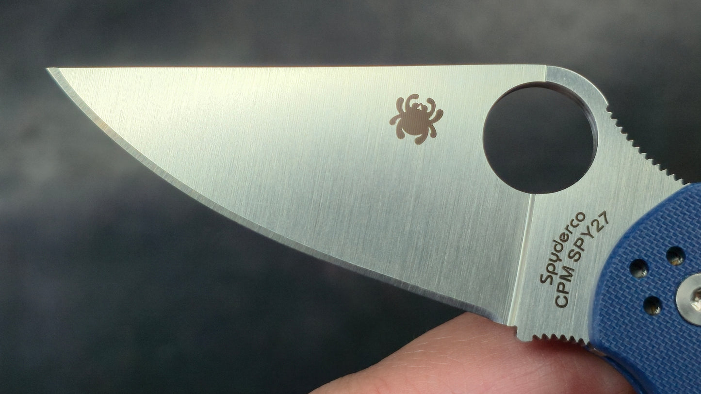 Spyderco Para 3 Folding Knife Blue G10 Handle CPM SPY27 (USED)