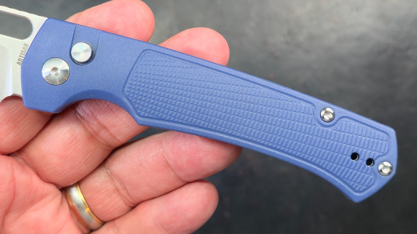 Artisan Cutlery Revel Folding Knife Blue FRN Handle S90V (NEW)