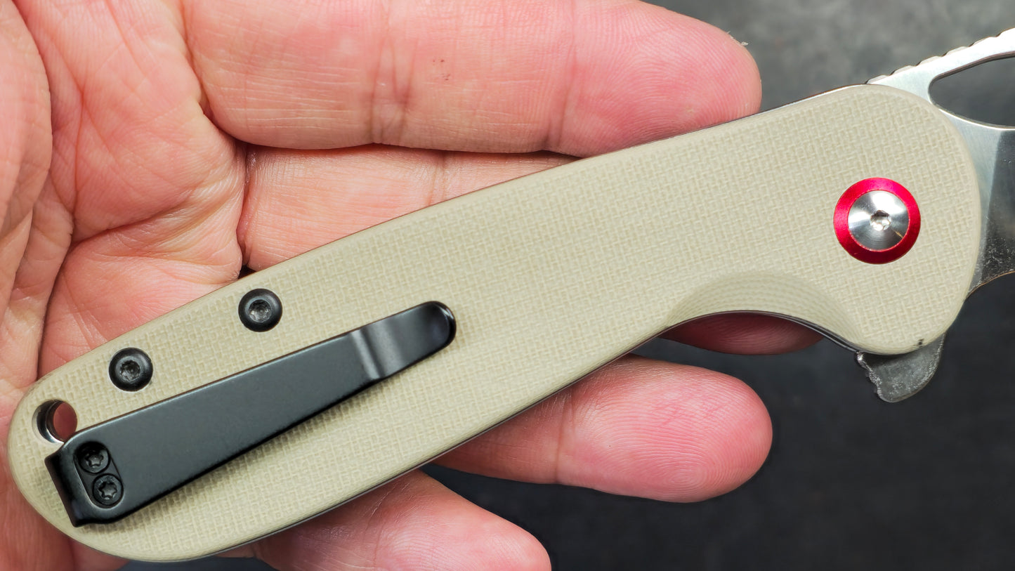CJRB Lago Folding Knife Tan G10 Handle AR-RPM9 (NEW)