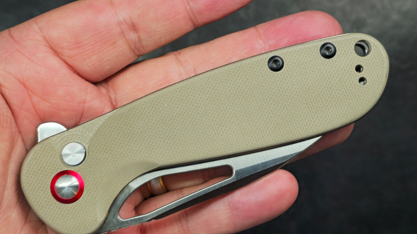 CJRB Lago Folding Knife Tan G10 Handle AR-RPM9 (NEW)