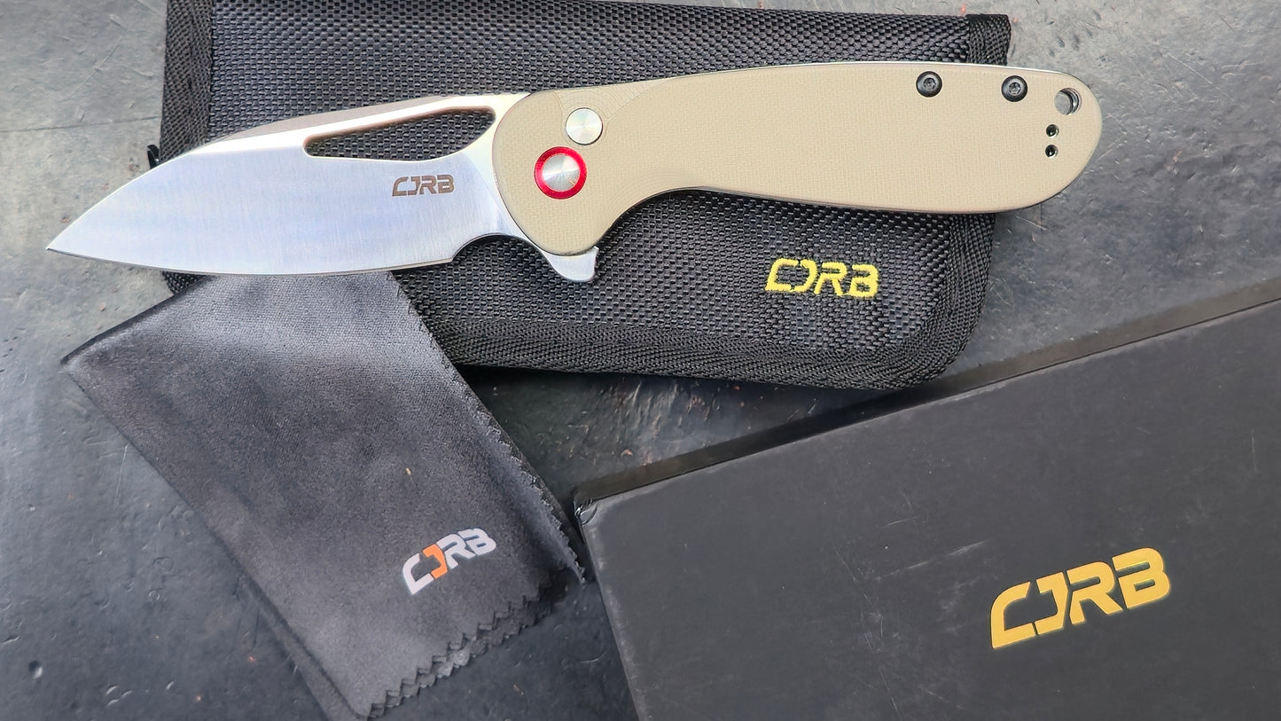 CJRB Lago Folding Knife Tan G10 Handle AR-RPM9 (NEW)
