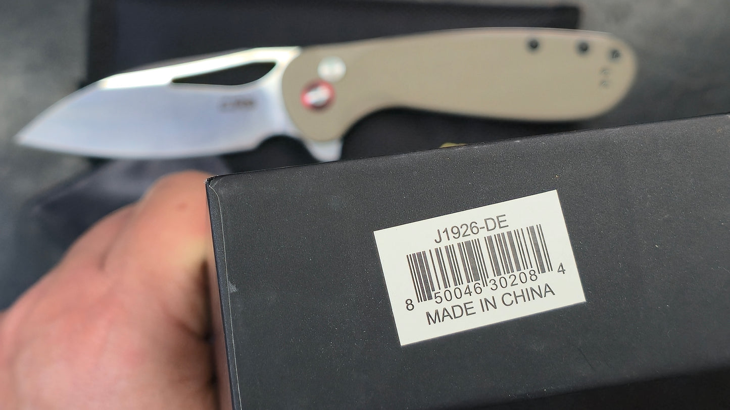 CJRB Lago Folding Knife Tan G10 Handle AR-RPM9 (NEW)