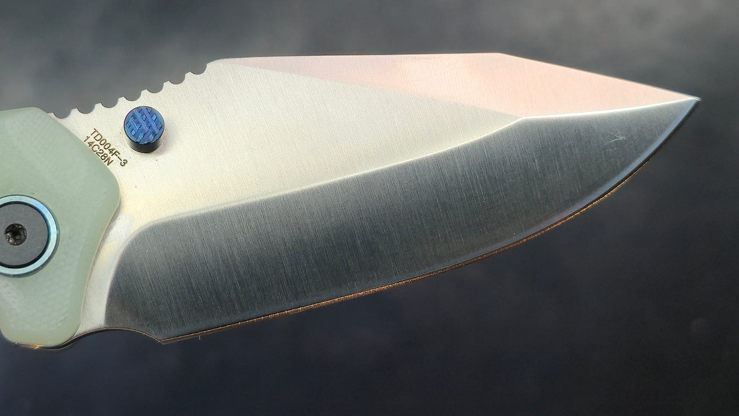 Defcon Revive TD004F-3 Jade Sculpted G10 Handle 14C28N Plain Edge Satin (NEW)