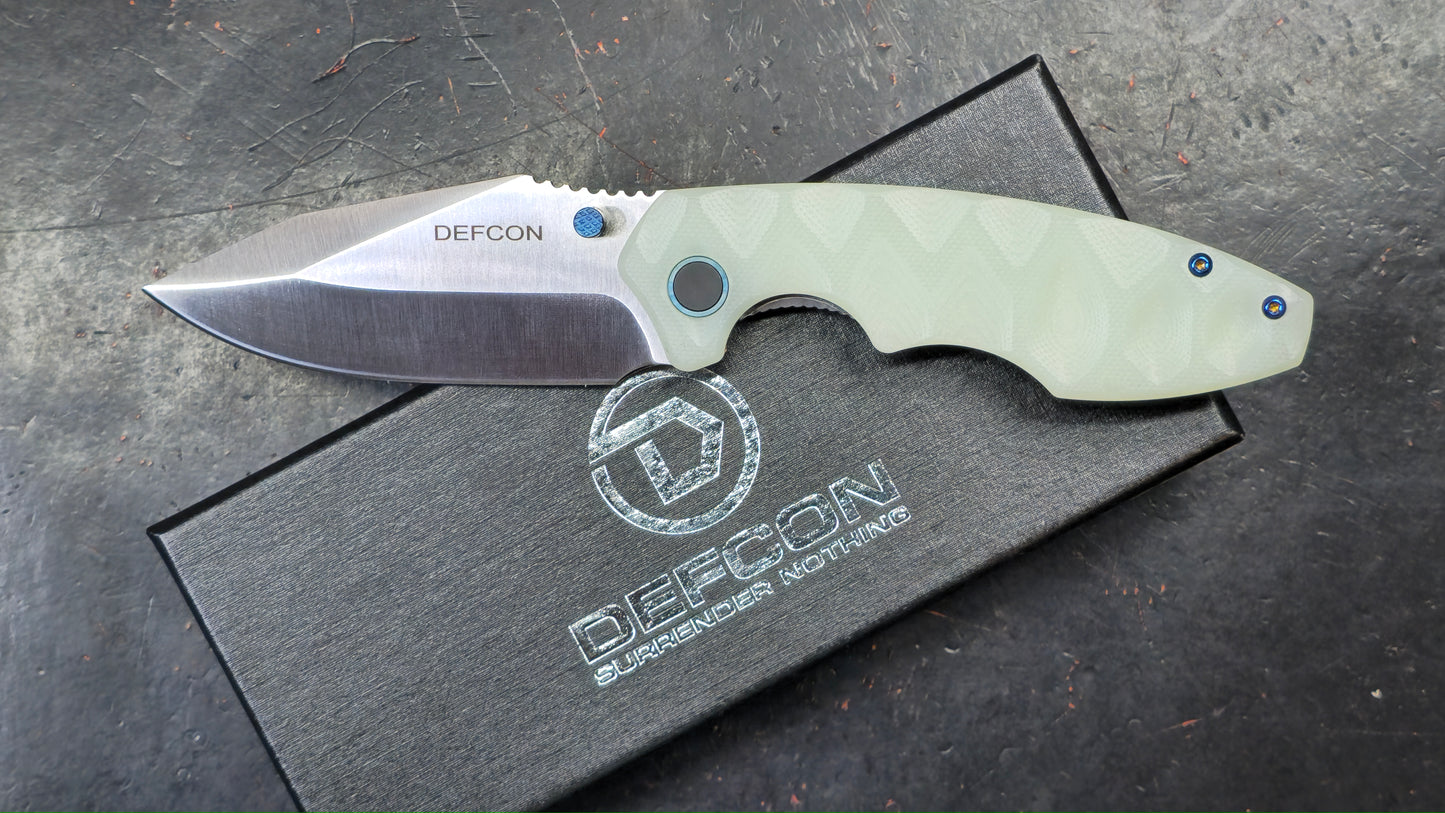 Defcon Revive TD004F-3 Jade Sculpted G10 Handle 14C28N Plain Edge Satin (NEW)