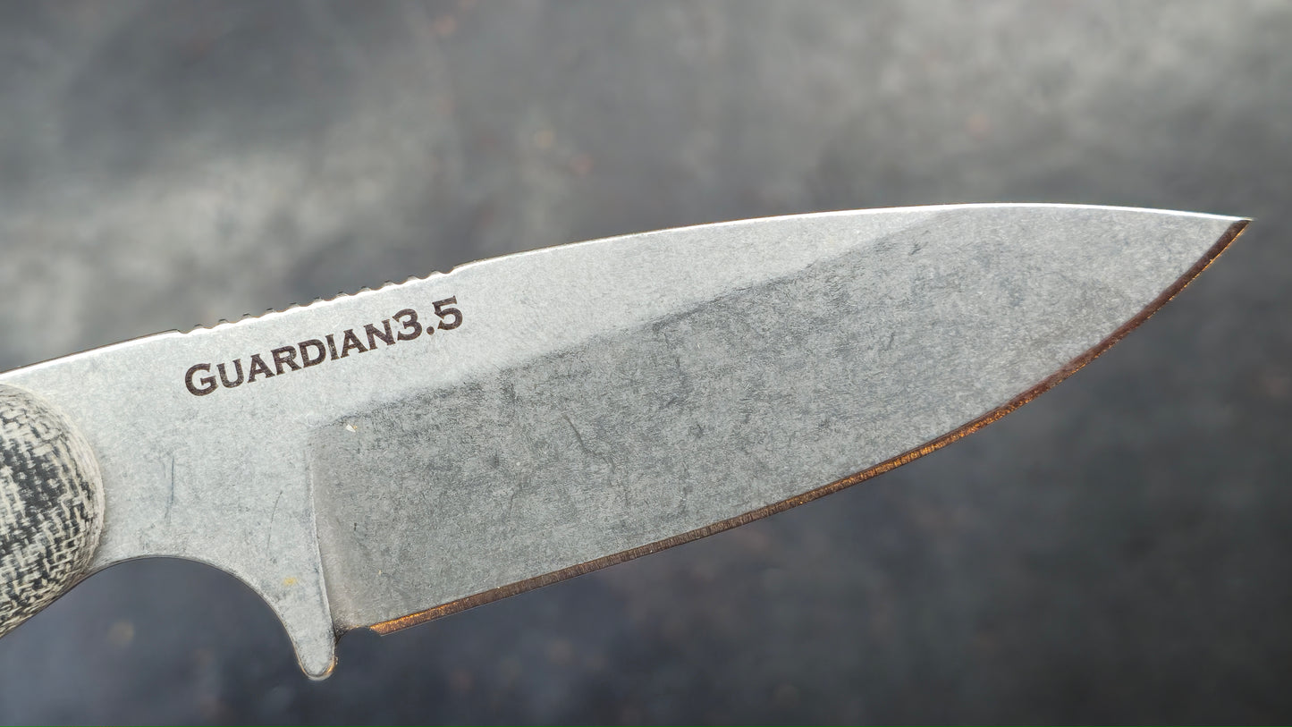 Bradford Knives Guardian 3.5 Black Micarta Sabre Grind Stonewashed Bohler N690 (NEW)