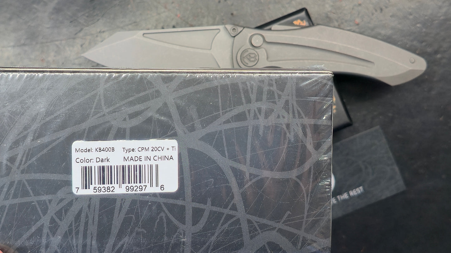 KB Knives Sumo Folding Knife Black Titanium Handle 20CV (NEW)