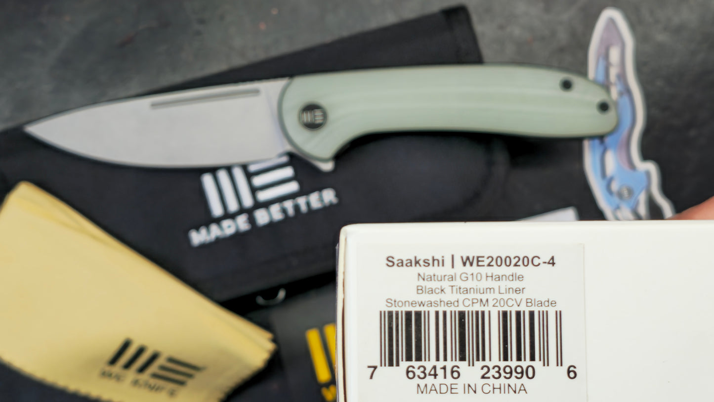 WEKNIFE Saakshi Flipper Knife G10 Handle 3.30" CPM 20CV Blade (NEW)