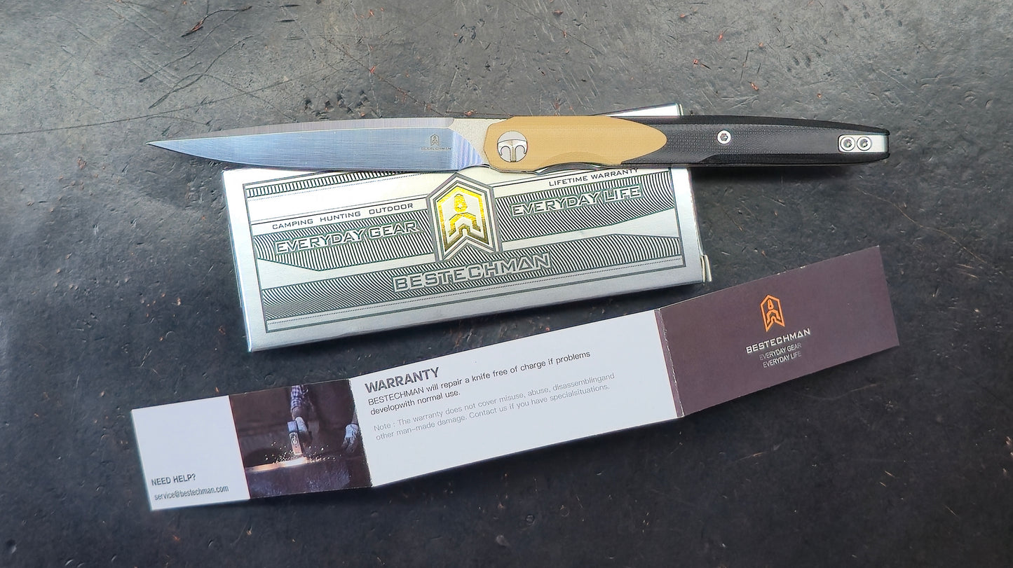 Bestechman Lanza Khaki/Black G10 Handle 14C28N (NEW)