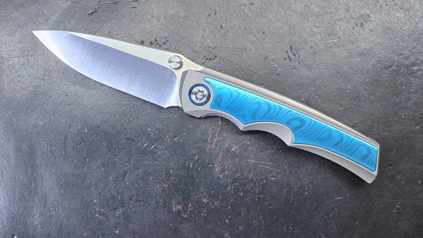 Sixleaf SL-79 Titanium / Aluminum Damascus 10CR15MOV (NEW)