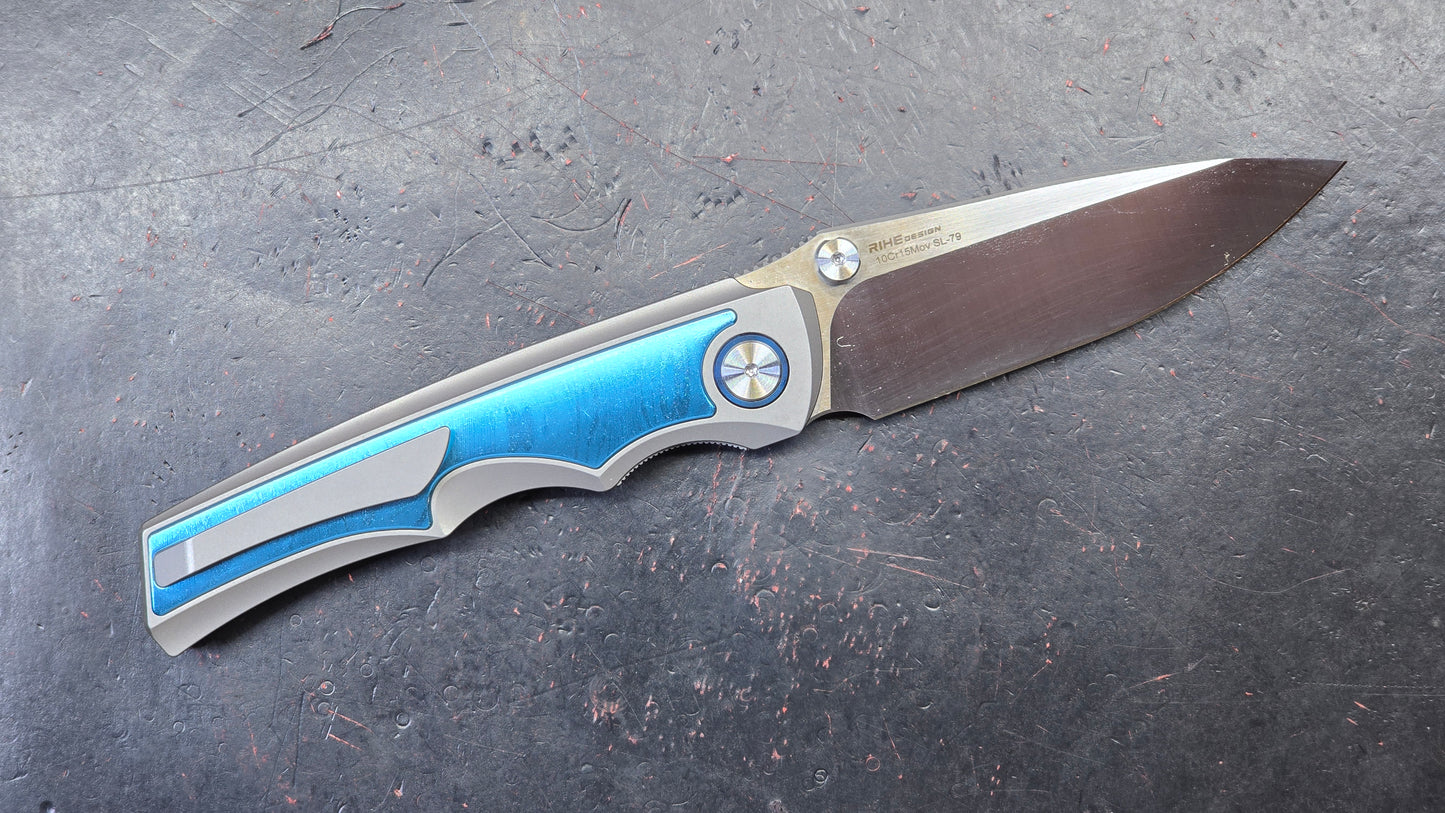 Sixleaf SL-79 Titanium / Aluminum Damascus 10CR15MOV (NEW)