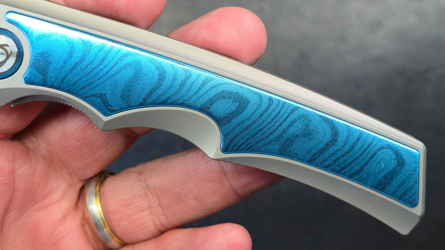 Sixleaf SL-79 Titanium / Aluminum Damascus 10CR15MOV (NEW)