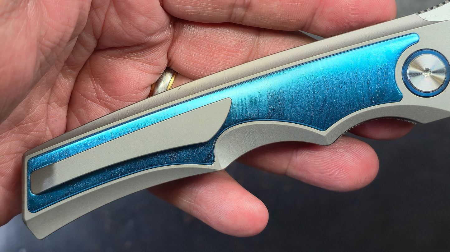 Sixleaf SL-79 Titanium / Aluminum Damascus 10CR15MOV (NEW)