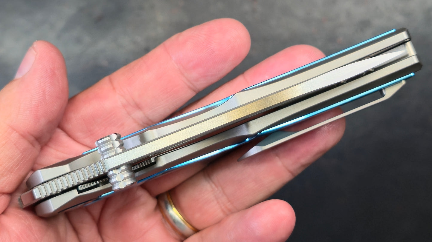 Sixleaf SL-79 Titanium / Aluminum Damascus 10CR15MOV (NEW)
