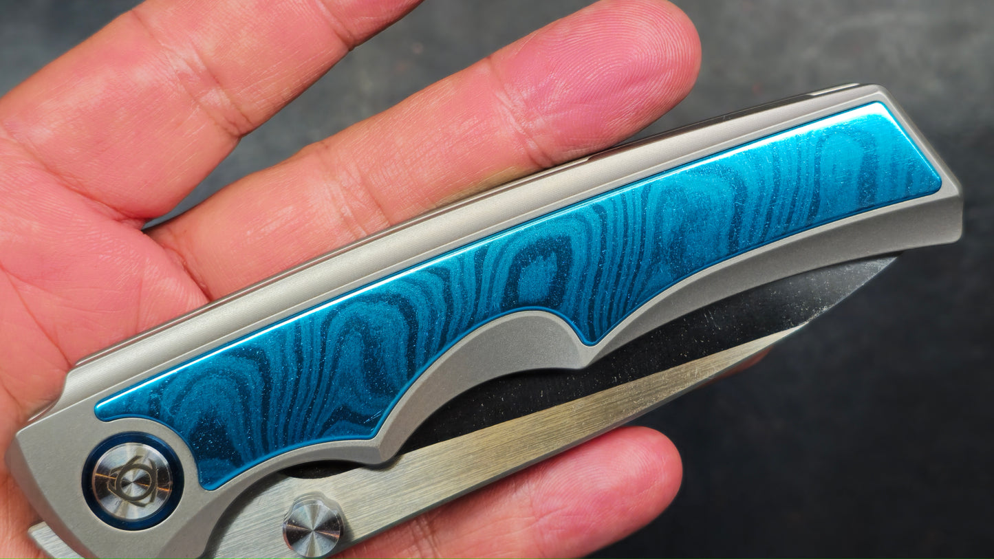 Sixleaf SL-79 Titanium / Aluminum Damascus 10CR15MOV (NEW)