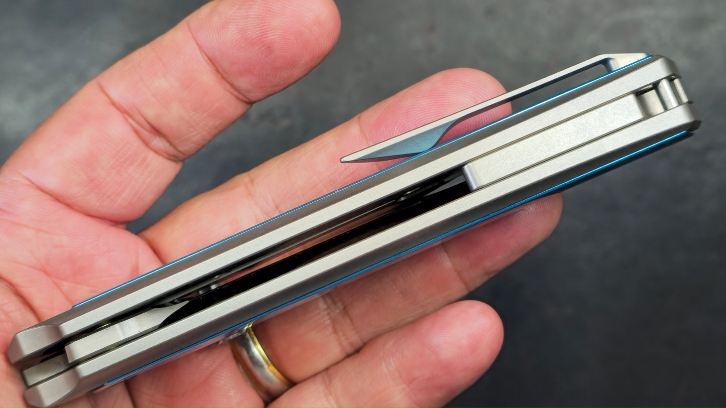 Sixleaf SL-79 Titanium / Aluminum Damascus 10CR15MOV (NEW)