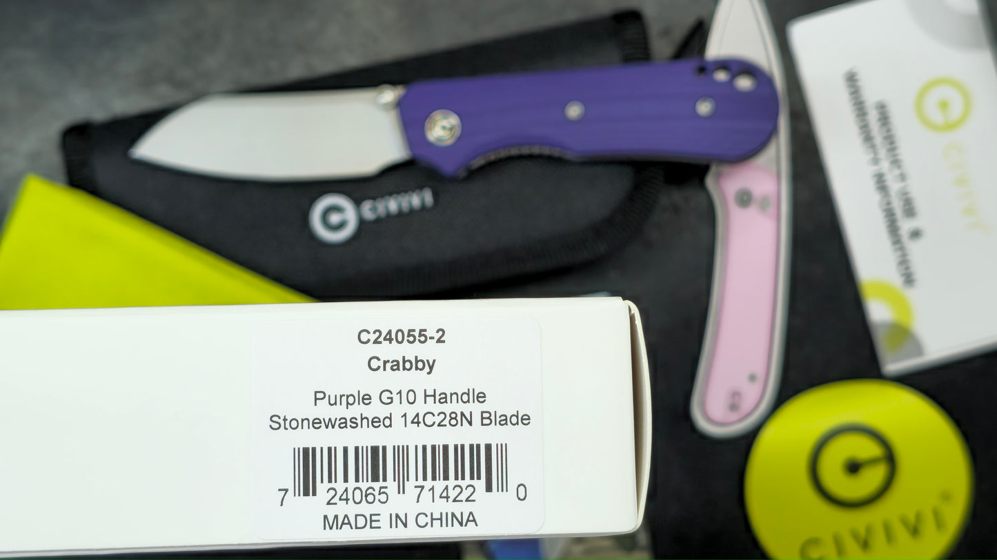 Civivi Crabby Purple G10 Handle 14C28N (NEW)
